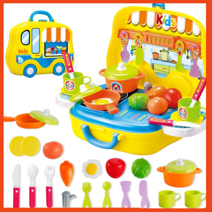 Đồ chơi nấu ăn hình vali ô tô cho bé