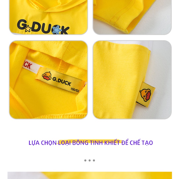 Áo Thun Ngắn Tay Có Mũ Cho Trẻ Em Bé Trai Bé Gái 2 đến 14 Tuổi G.Duck Kids Chất Liệu Cotton Tinh Khiết Hút Mồ Hôi