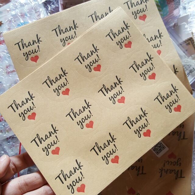 Set 36 sticker Thank You giấy kraft ❤