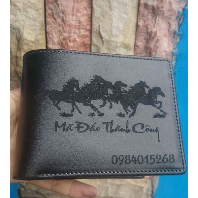 Nhận khắc chữ Ví da bò thật 100%