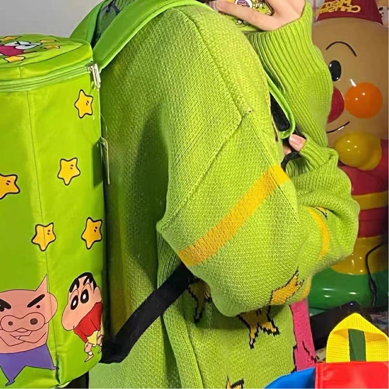 Ba Lô Đi Học Có Khóa Kéo In Hình Shin-Chan Dễ Thương Vui Nhộn蜡笔小新书包背包双肩包 8.19