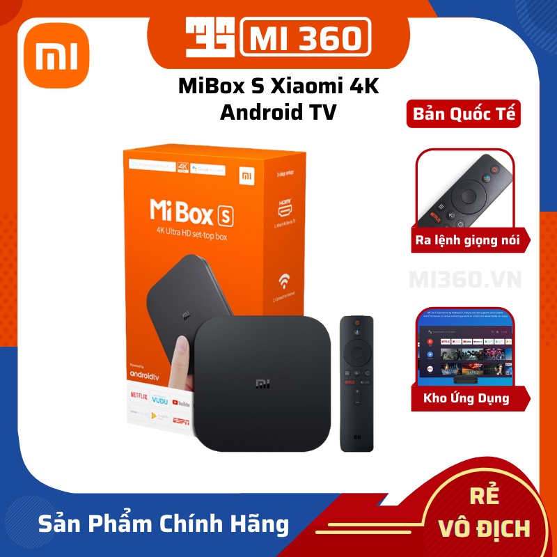 ↂ☞MiBox S Xiaomi 4K Android TV✅ Điều Khiển Bằng Giọng Nói✅ Bản Quốc Tế Chính Hãng