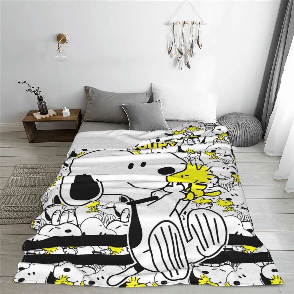 Chăn Lông Cừu Siêu Mềm Mại Thoải Mái In Hình Snoopy Cho Giường Ngủ / Ghế Sofa / Người Lớn