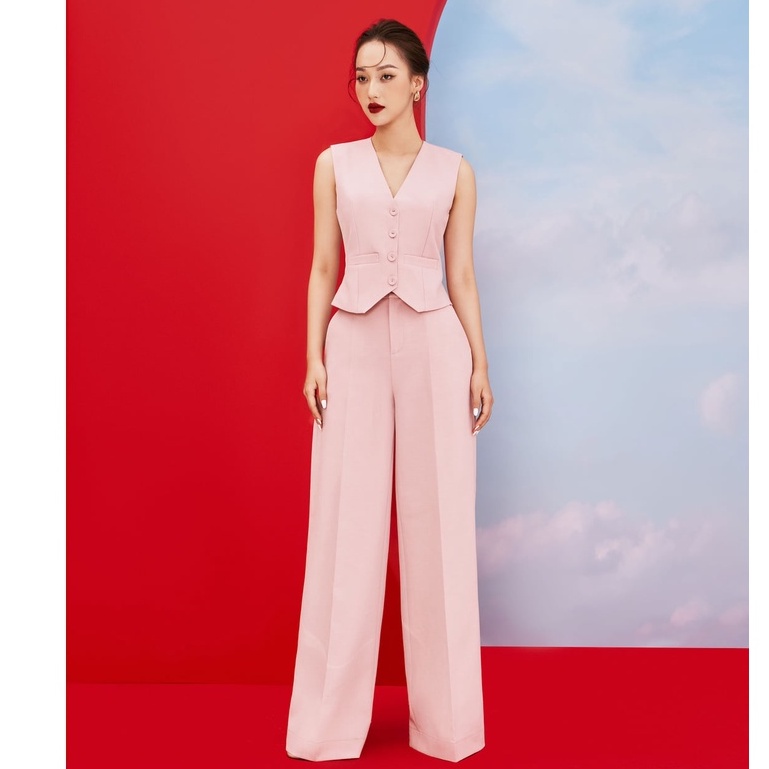 MOLLYNISTA - Quần Rosa hồng dài ống rộng quyến rũ nữ tính thiết kế cao cấp đi chơi đi tiệc gợi cảm