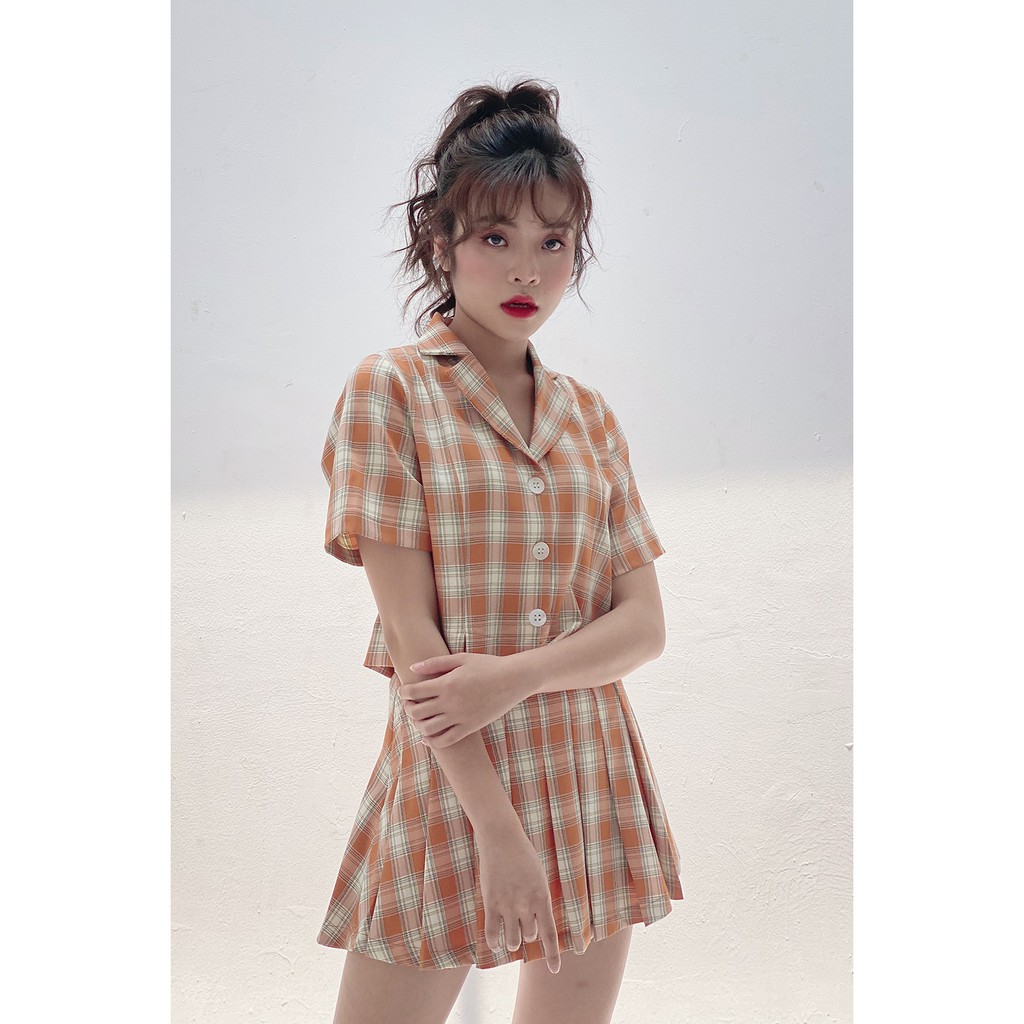 Chân váy chữ A ngắn xòe xếp ly kẻ caro JXW0353 - 92WEAR | BigBuy360 - bigbuy360.vn