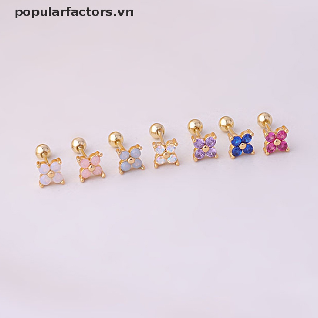 Khuyên tai helix bằng inox hình hoa phong cách sang trọng