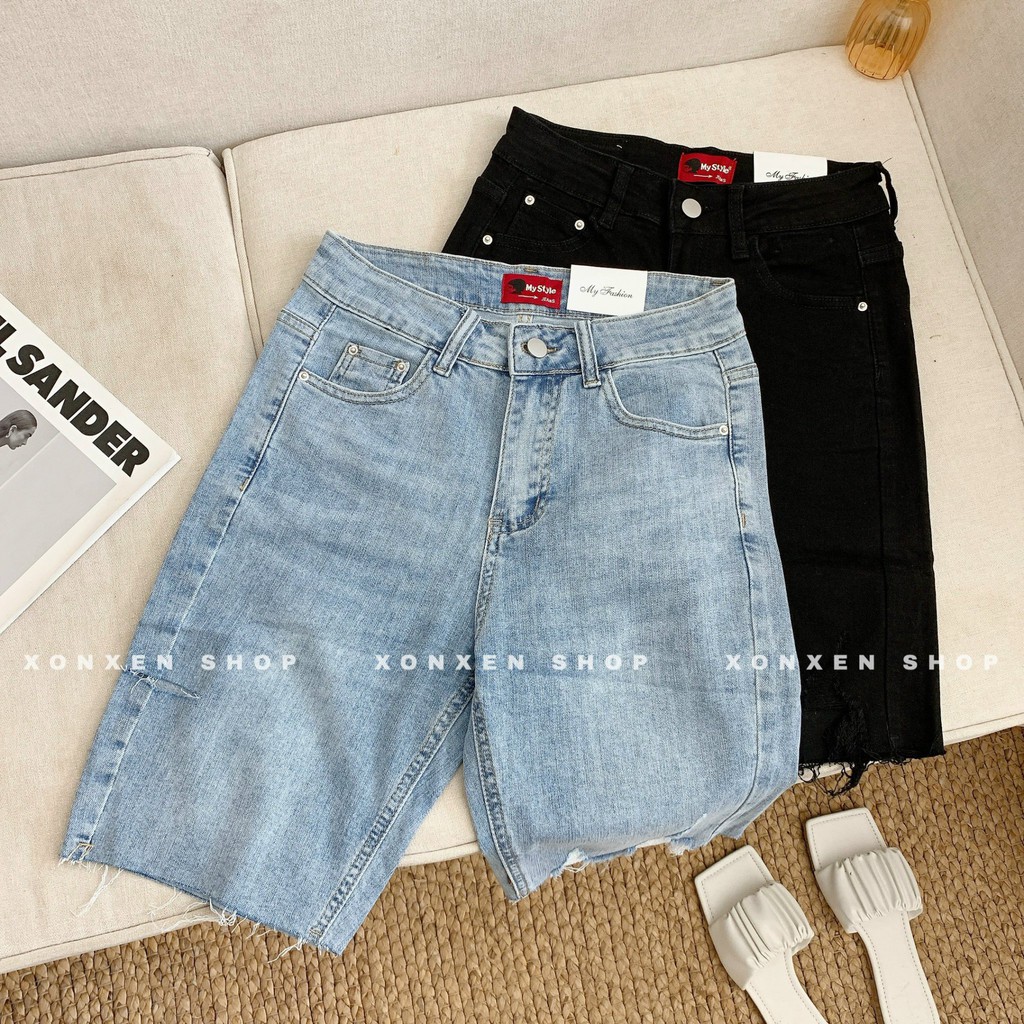 QUẦN SHORT JEAN NỮ Xonxen Shop hàng xuất xịn, chuẩn phom, rách bên cá tính size S, M, L mã 5102