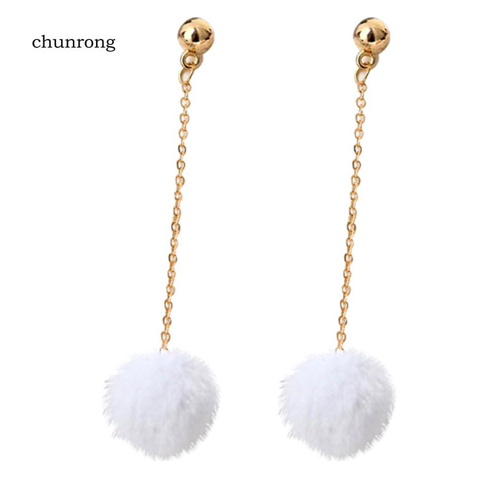 Bông Tai Gắn Bóng Lông Mềm Mại Dễ Thương Cho Nữ