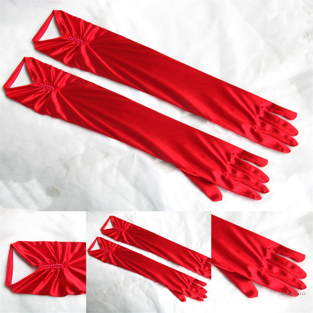 1 Đôi Găng Tay Satin Dài Đeo Cổ Tay Cho Nữ Khi Nhảy Sang Trọng