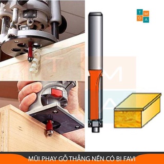 Mũi phay gỗ thẳng nền có bi favi - mũi soi gỗ cao cấp cốt 12.7mm