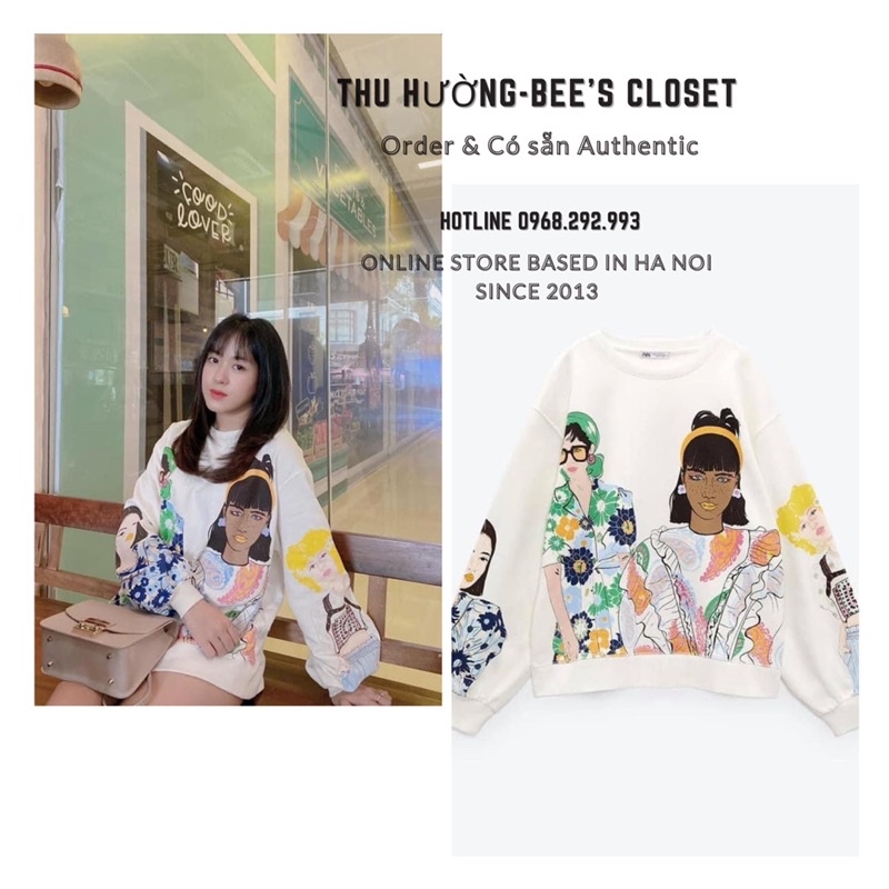 CÓ SẴN-ÁO NỈ ZARA AUTH HÌNH CÔ GÁI SIZE S