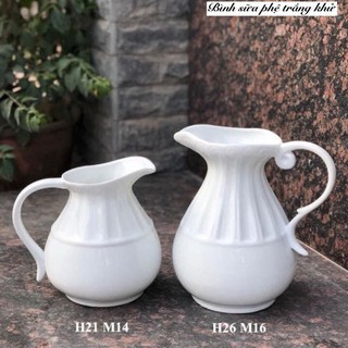 Lọ cắm hoa đẹp màu trắng dáng bình sữa, 2 size - Gốm sứ Bát tràng