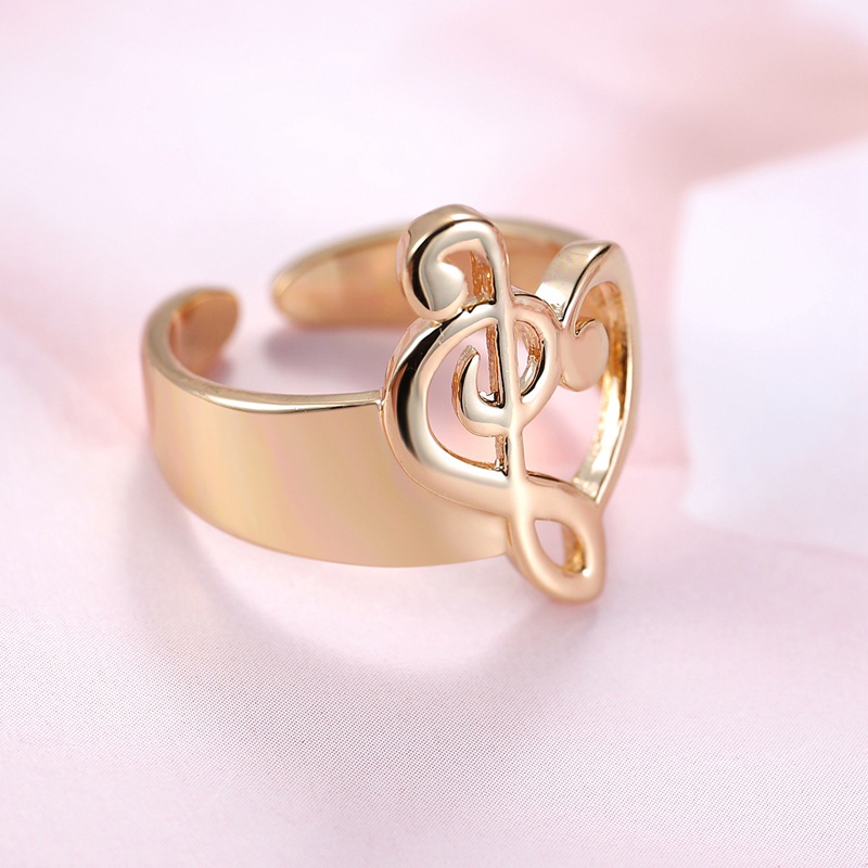Nhẫn hở mạ vàng 18K/925 hình nốt nhạc thời trang cho nữ