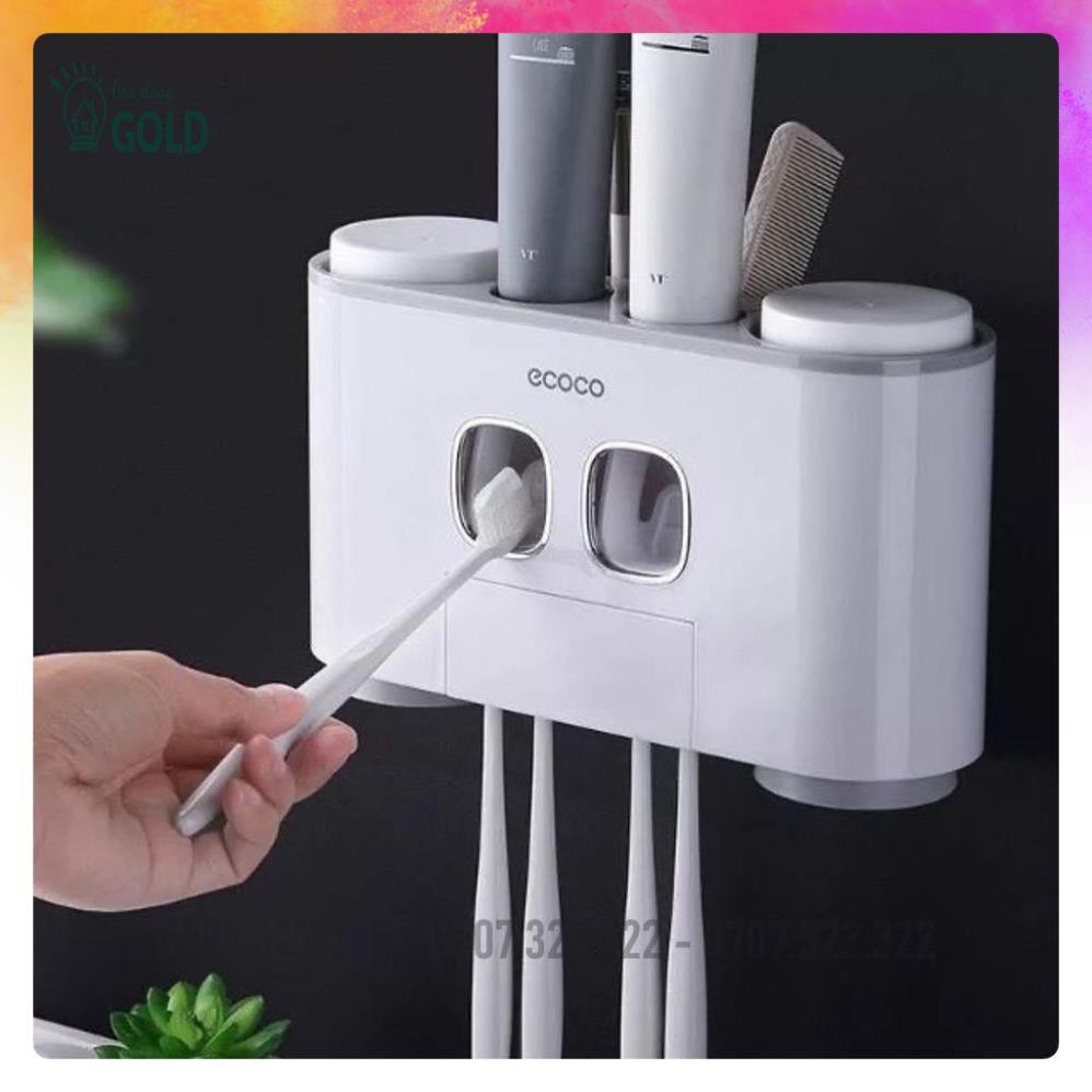 [Ảnh Thực Tế] Nhả Kem Đánh Răng Ecoco, Kệ Nhả Kem Đánh Răng Ecoco 4 Cốc cao Cấp