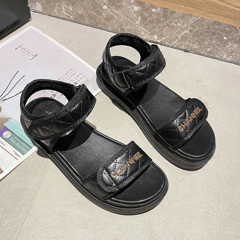 Dép Sandal chanel trần chỉ quai sau B46