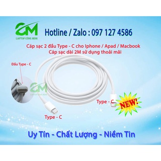 Cáp sạc macbook 2 đầu type c dài 2m new
