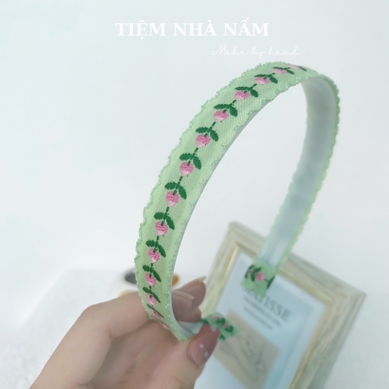 BỜM / CÀI TÓC THÊU HOA ĐÁNG YÊU - [ Nhà Nấm handmade ]