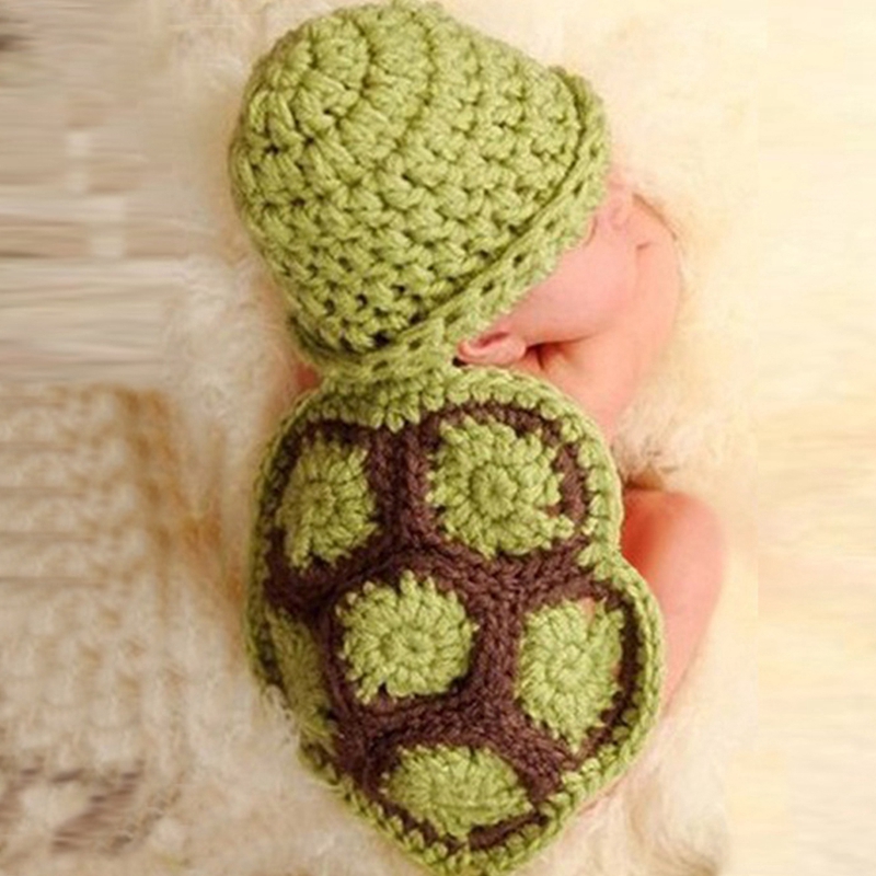 SOME Children Photography Props Newborn Baby Crochet Turtle Beanie Hat Costume Set