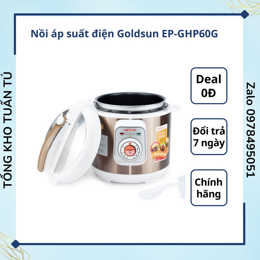 Nồi áp suất điện Goldsun EP-GHP60G dung tích 6 lít nhỏ gọn tiện lợi