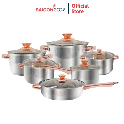 Bộ nồi Saigoncook inox 3 lớp mạ hồng