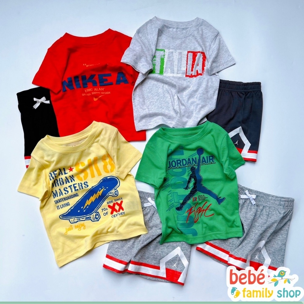 Set bộ bé trai 9-25kg thun cotton cao cấp Bộ quần áo bé trai in chữ thể thao 1 2 3 4 5 6 tuổi - STRC STRD