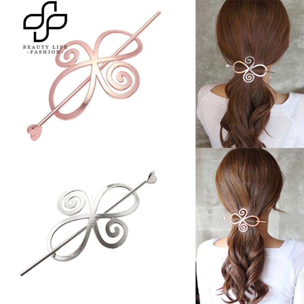 Kẹp tóc kiểu nút thắt hình hoa và hình trái tim thời trang