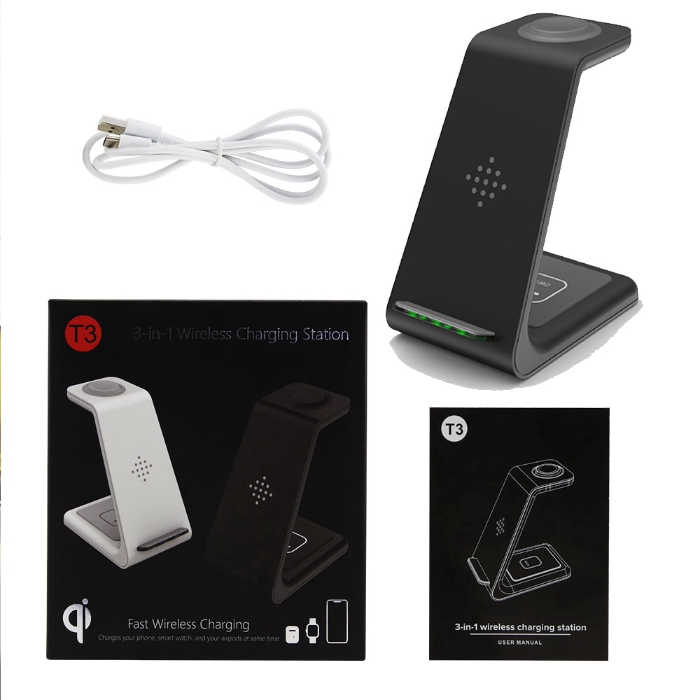 Bộ sạc không dây 3 trong 1 thích hợp cho iPhone Samsung Apple Watch Airpods