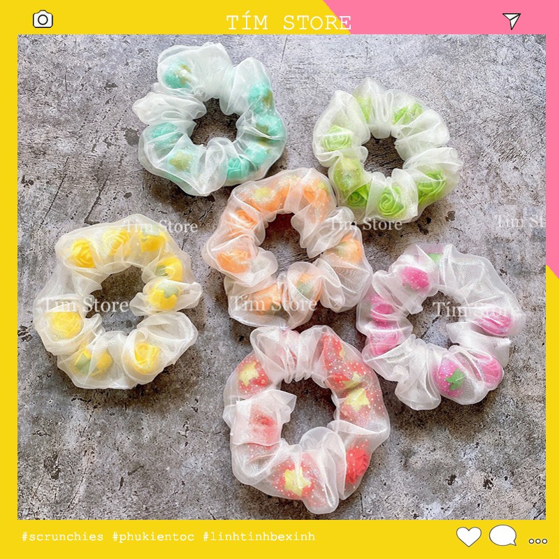 {Ảnh thật} SCRUNCHIES HOA LẮC ROSY- CỘT TÓC VẢI THỜI TRANG NỮ HOT TREND GIÁ RẺ