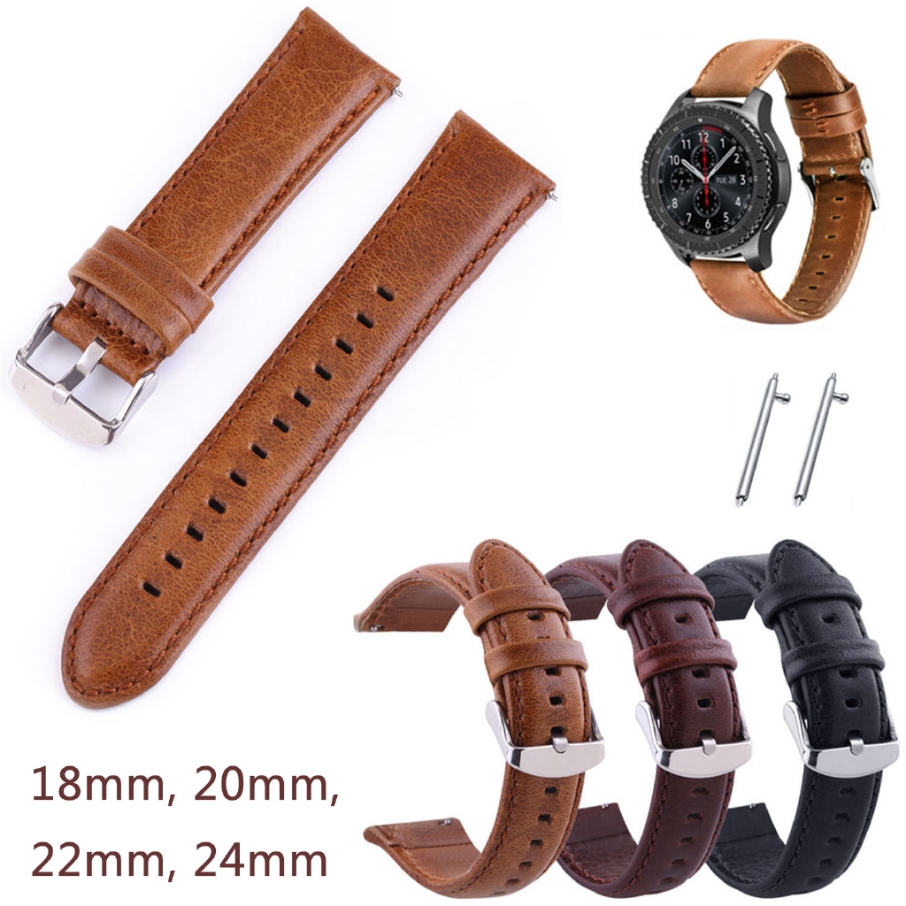 Dây đeo đồng hồ 18mm 20mm 22mm 24mm bằng da thanh lịch đơn giản