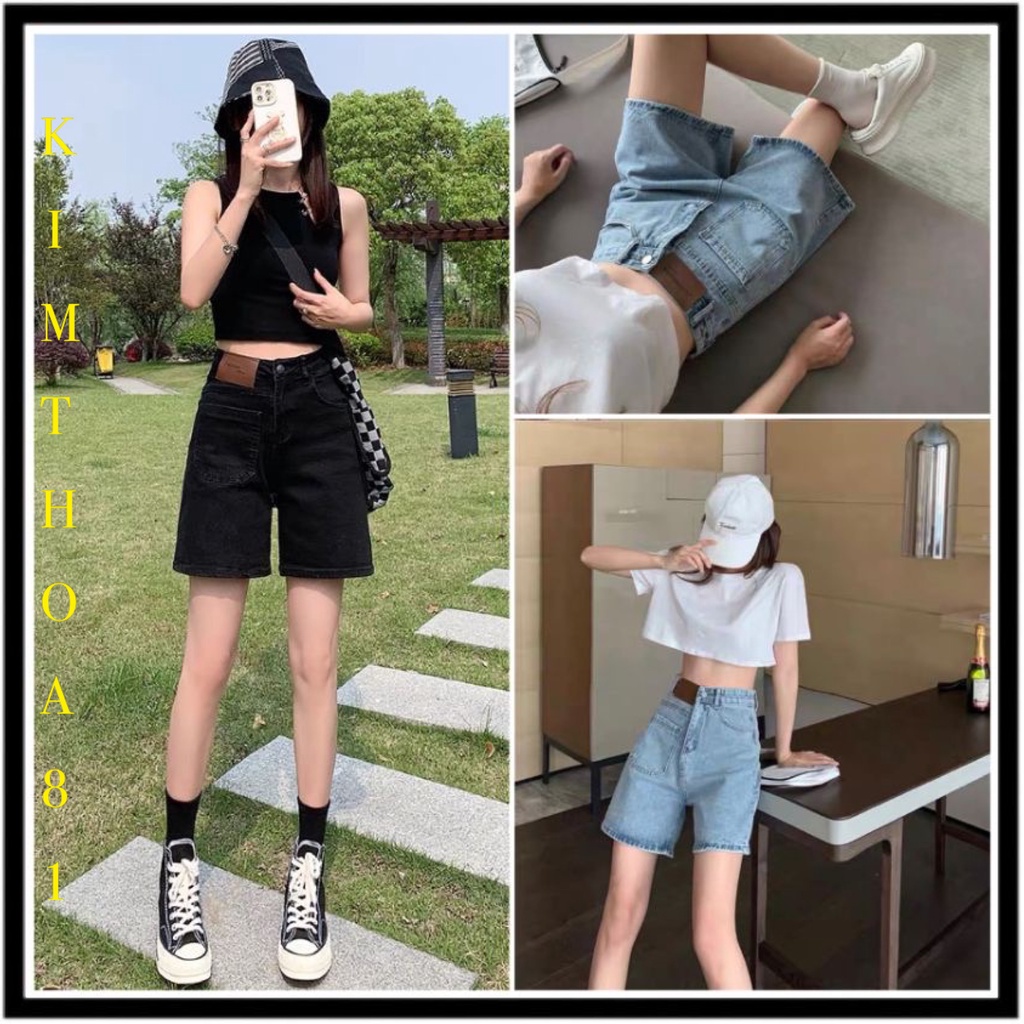 Quần sooc nữ, Quần jeans đùi nữ túi trước vải dày dặn tạo cảm giác vô thoải mái khi mặc