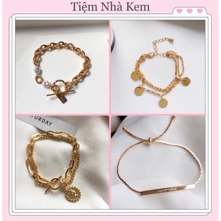 (CÓ SẴN) VÒNG TAY HỢP KIM MẠ VÀNG, LẮC TAY GOLD BAR, VÒNG TAY NƯ PHONG CÁCH HÀN QUỐC NKHH03