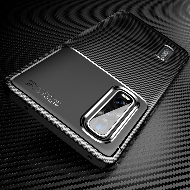 Ốp điện thoại silicone dẻo sợi carbon sang trọng chống sốc cho OPPO Find X2 Pro