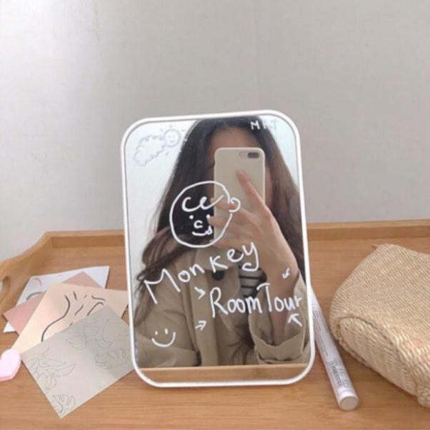 [Mã SKAMLTS7 giảm 10% đơn 150K] Gương để bàn trang điểm chân chữ T gấp gọn kiểu dáng Hàn Quốc dễ thương