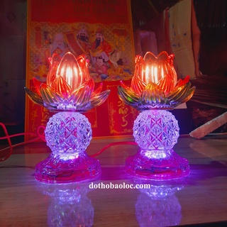 Cặp đèn Pha Lê Hoa Sen 20cm ( Màu đỏ )