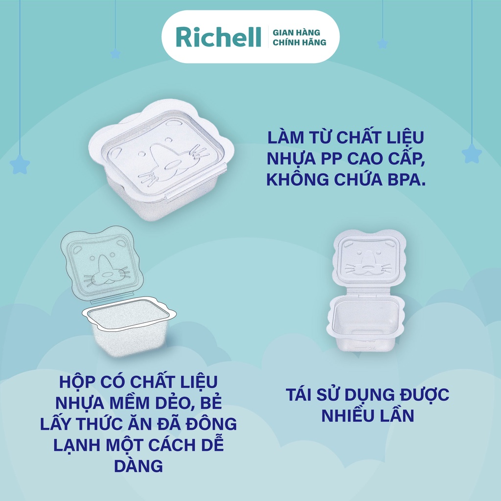 Bộ hộp trữ thức ăn dặm Richell Nhật Bản 50-100-150ml | Baby