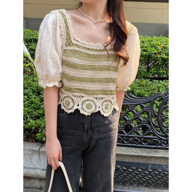 Áo Sơ Mi Ngắn Tay Cổ Vuông Thiết Kế Thời Trang Cho Nữ