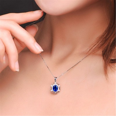 Mặt Dây Chuyền Đính Đá Sapphire Cao Cấp Phong Cách Âu Mỹ Dành Cho Nữ 18k