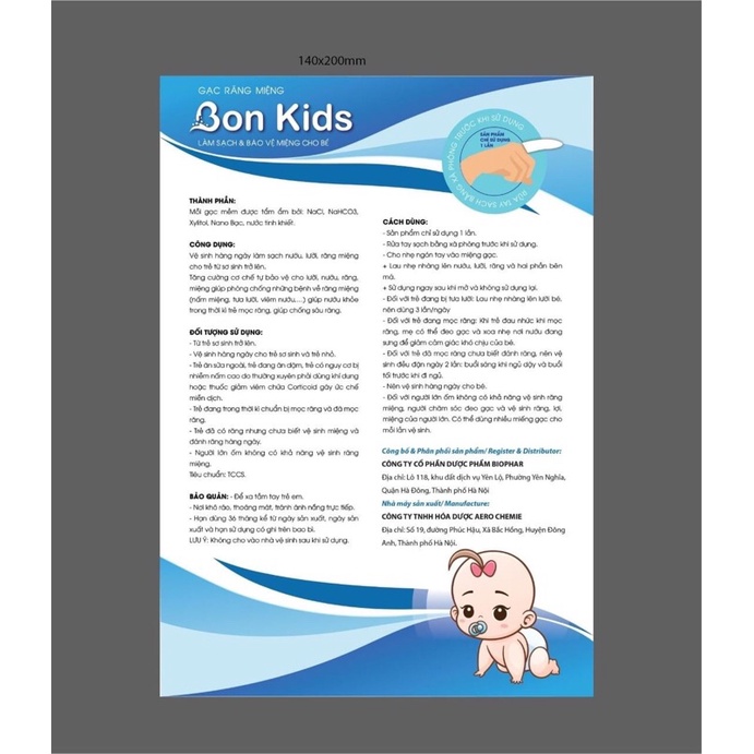 Gạc rơ lưỡi BonKids (hộp 30 chiếc)