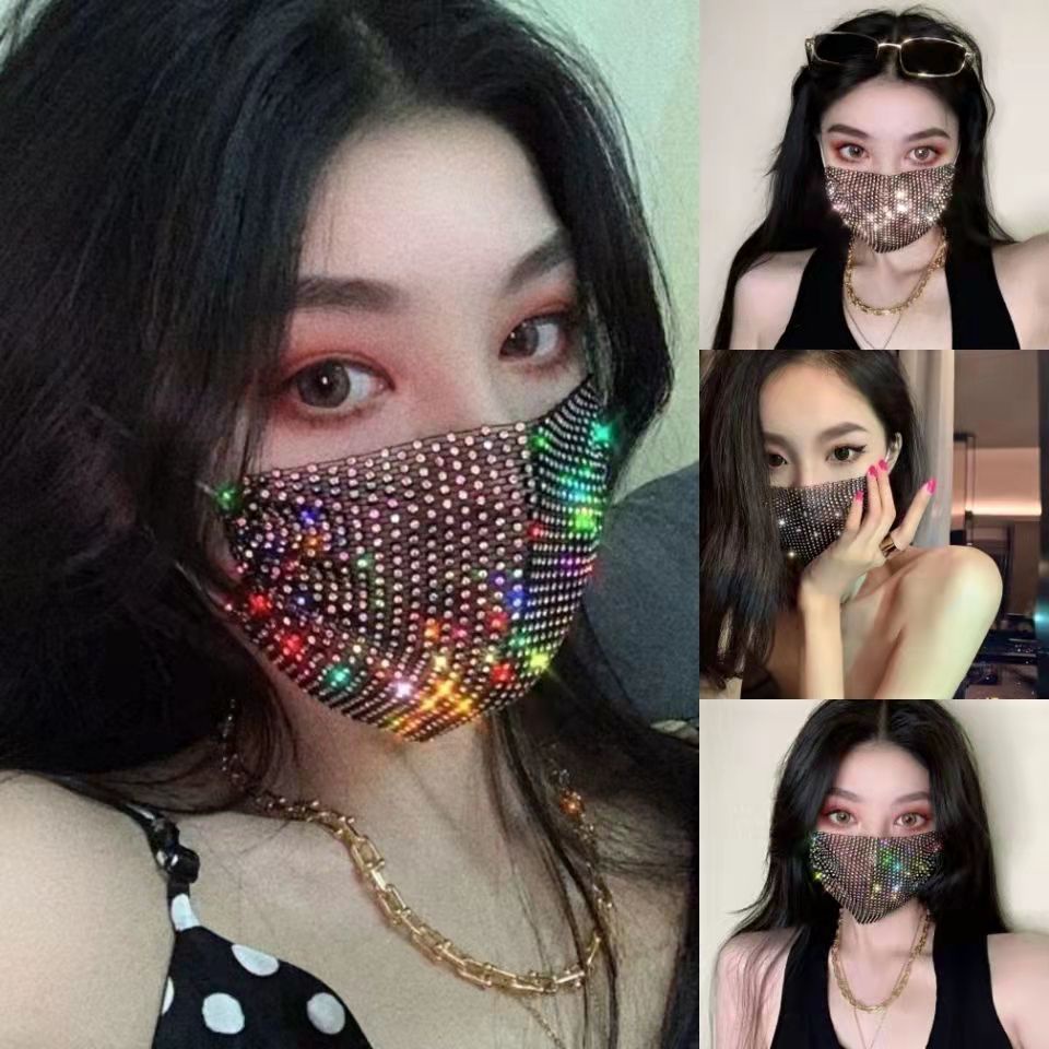 Mặt Nạ Đính Đá Lấp Lánh Co Giãn Thời Trang Quyến Rũ Cho Nữ