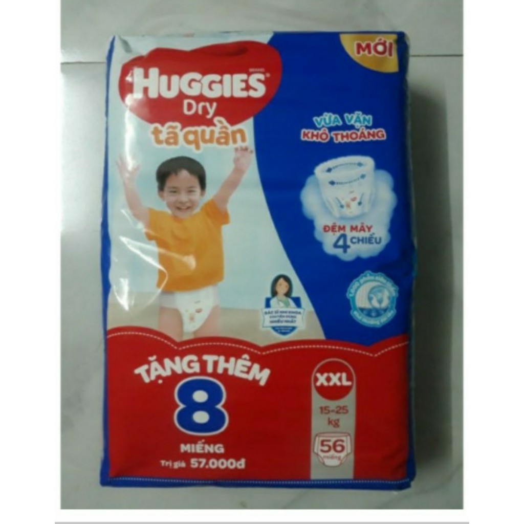 Tã quần Huggies Size XXL 56 miếng tặng thêm 8 miếng