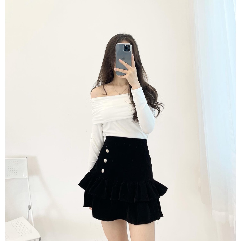 Set áo trễ vai kèm chân váy xòe Miho house