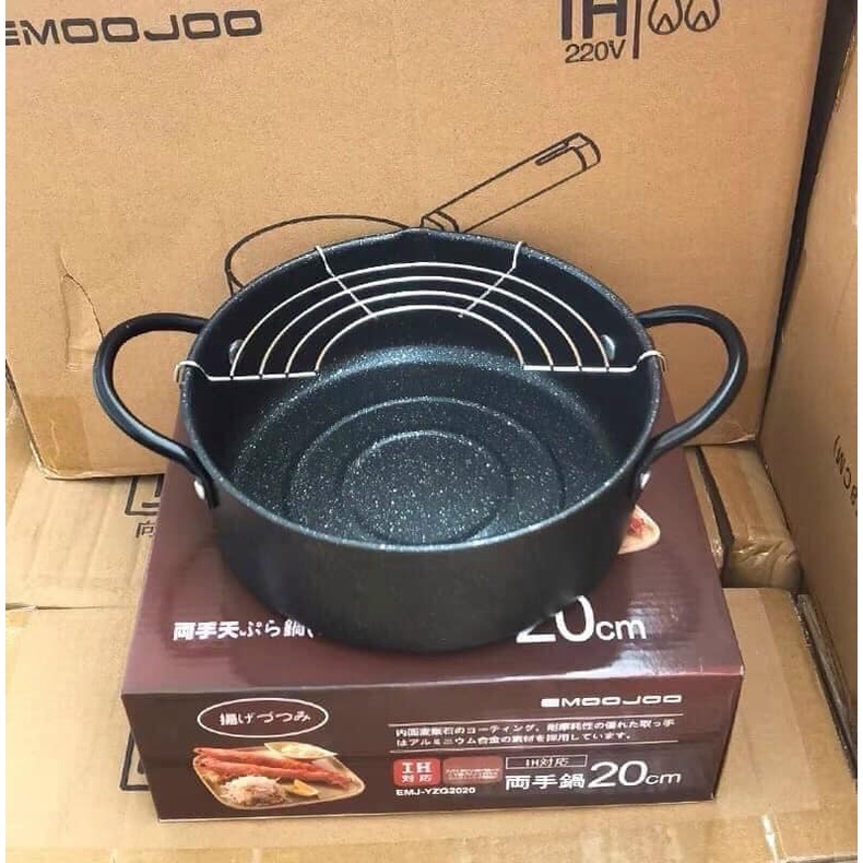 Nồi chiên ngập dầu Mojoo xuất nhật tặng kèm vỉ gác dầu mỡ