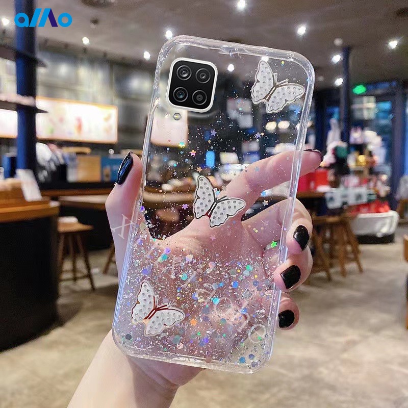 Ốp điện thoại dẻo họa tiết bươm bướm lấp lánh cho Samsung Galaxy M32 A12 A22 A32 4g 5g A52 A72 A05