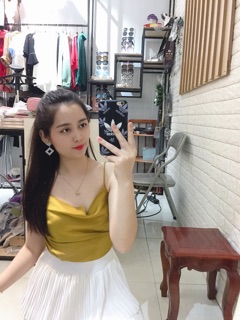 Áo hai dây lụa cổ đổ