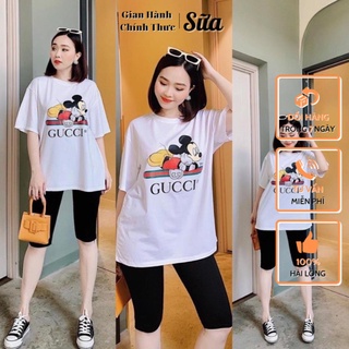 Set Bộ Nữ SUA Store Quần Legging Mix Áo Thun Cotton Mickey Kiểu HotTrend Giá Tốt Nhất
