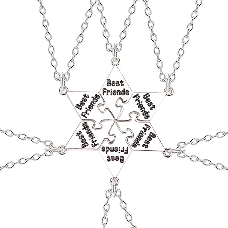 Set 6 Vòng cổ Mặt Lục Giác Khắc Chữ Best Friend Thời Trang