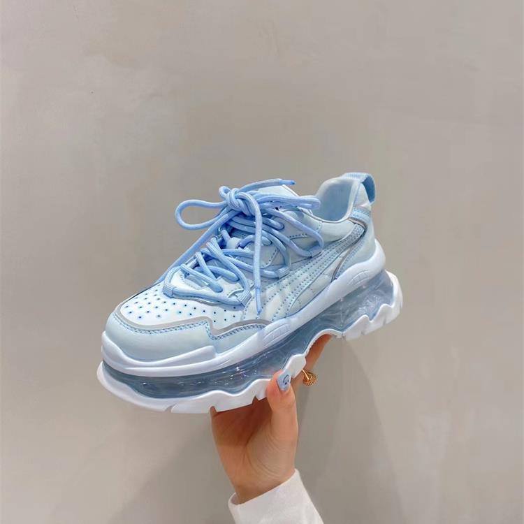 Giày Thể Thao Da Độn Đế Dày Tăng Chiều Cao Phong Cách Châu Âu Thời Trang Mùa Xuân Cho Nữ 2022