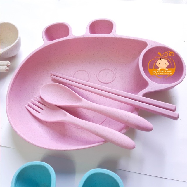 Set ăn dặm Heo Peppa ( gồm khay, thìa, nĩa, đũa)