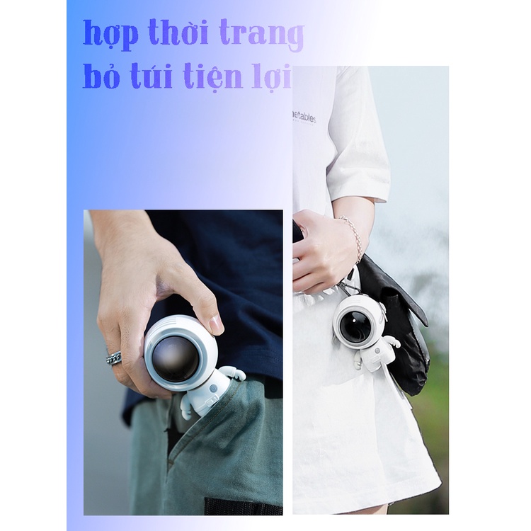 Quạt mini cầm tay đeo cổ New spaceman tích điện sạc usb thích hợp ngoài trời văn phòng, sinh viên, học sinh làm quà tặng