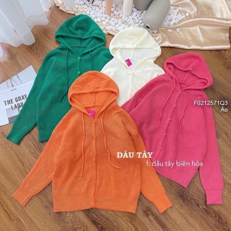 Áo len gài nút có nón tay dài hàng QC!